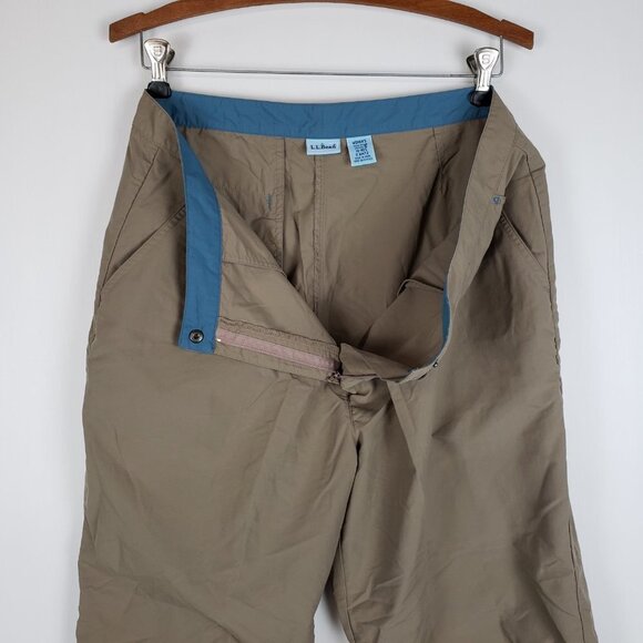 LL Bean Cropped Hiking Pants Khaki Lightweight Quick Dry Nylon Womens Size 16 - Picture 6 of 8